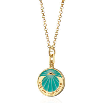 Eye Am Protected Turquoise Enamel Coin Necklace, 12 of 12
