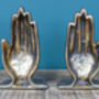 Set Of Gold Hand Bookends – Book Ends Novelty Library Ornament, thumbnail 2 of 4