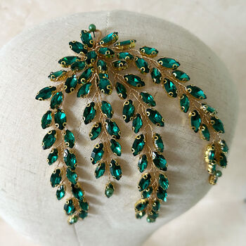 Emerald Crystal Leaf Headpiece, 5 of 5