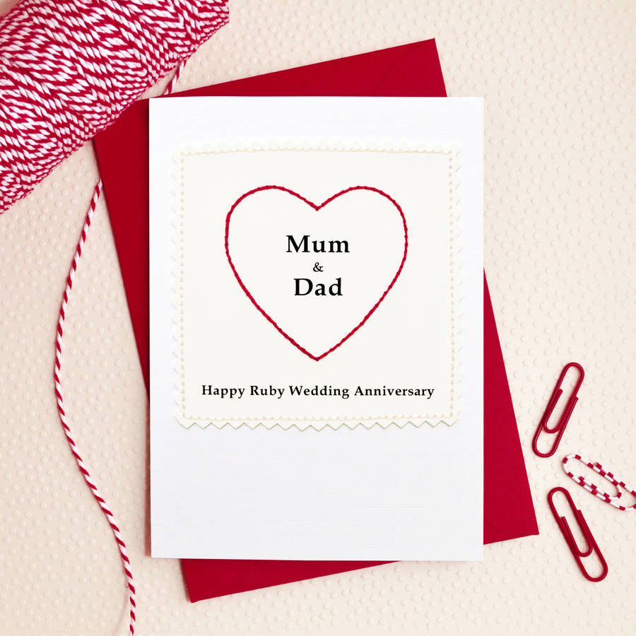 Ruby Wedding Anniversary Card 'Mum And Dad' By Jenny Arnott Cards & Gifts |  