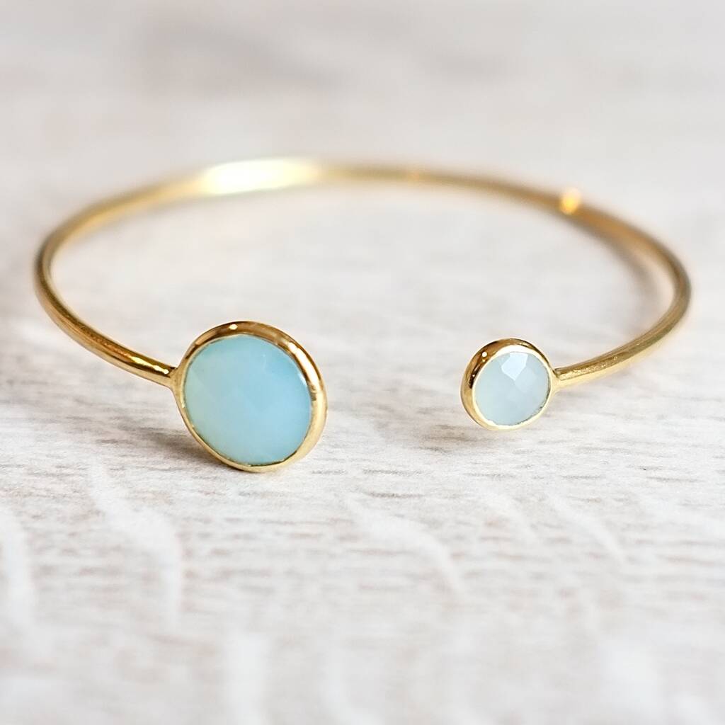 Adjustable Gold and Gemstone Bangle