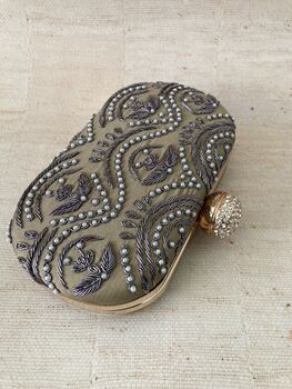 Gold Handcrafted Oval Clutch Bag, 2 of 5