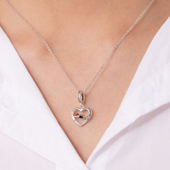 Swimmer Heart Necklace Sterling Silver Personalised, 2 of 7