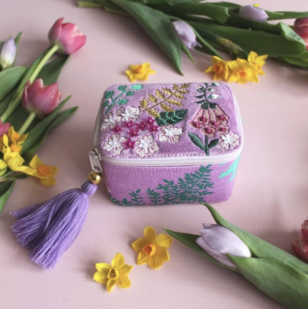 Lilac Floral Beaded Jewellery Box, 1 of 1