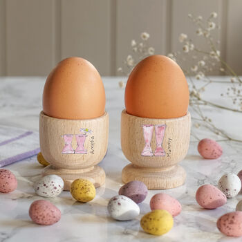 Personalised Mummy And Me Wooden Egg Cups, 2 of 4