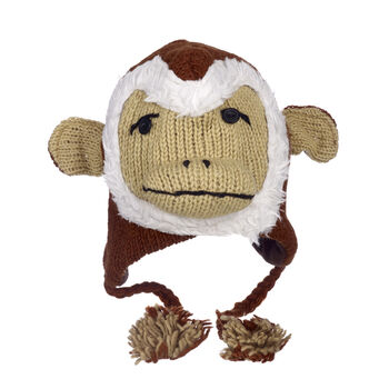 Monkey Hand Knitted Woollen Animal Hat, 5 of 6