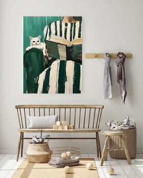 Female Book Cat Portrait Art Print, 3 of 4