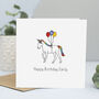 Unicorn Birthday Card With Name And Age, thumbnail 1 of 4