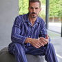 Men's 'Banbury Navy' Stripe Brushed Cotton Pyjama Set, thumbnail 1 of 3