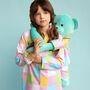 Emily Hug Me Girls Pyjama Set With Matching Mega Size Teddy Bear, thumbnail 1 of 5