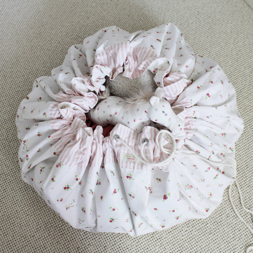 Personalised Floral Drawstring Toy Bag By Lime Tree London