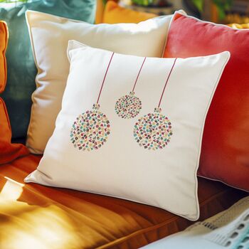 White Contemporary Christmas Bauble Cushion Cover, 6 of 6