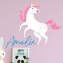 Personalised Unicorn Wall Sticker Room Decor Art, thumbnail 2 of 3