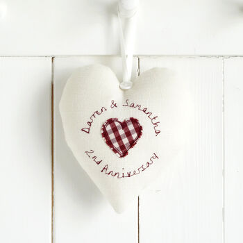 Personalised Cotton 2nd Wedding Anniversary Heart Gift, 4 of 10