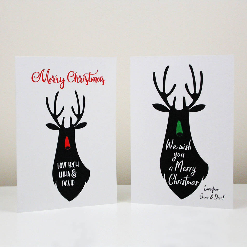 personalised christmas deer card pack by moonglow art ...