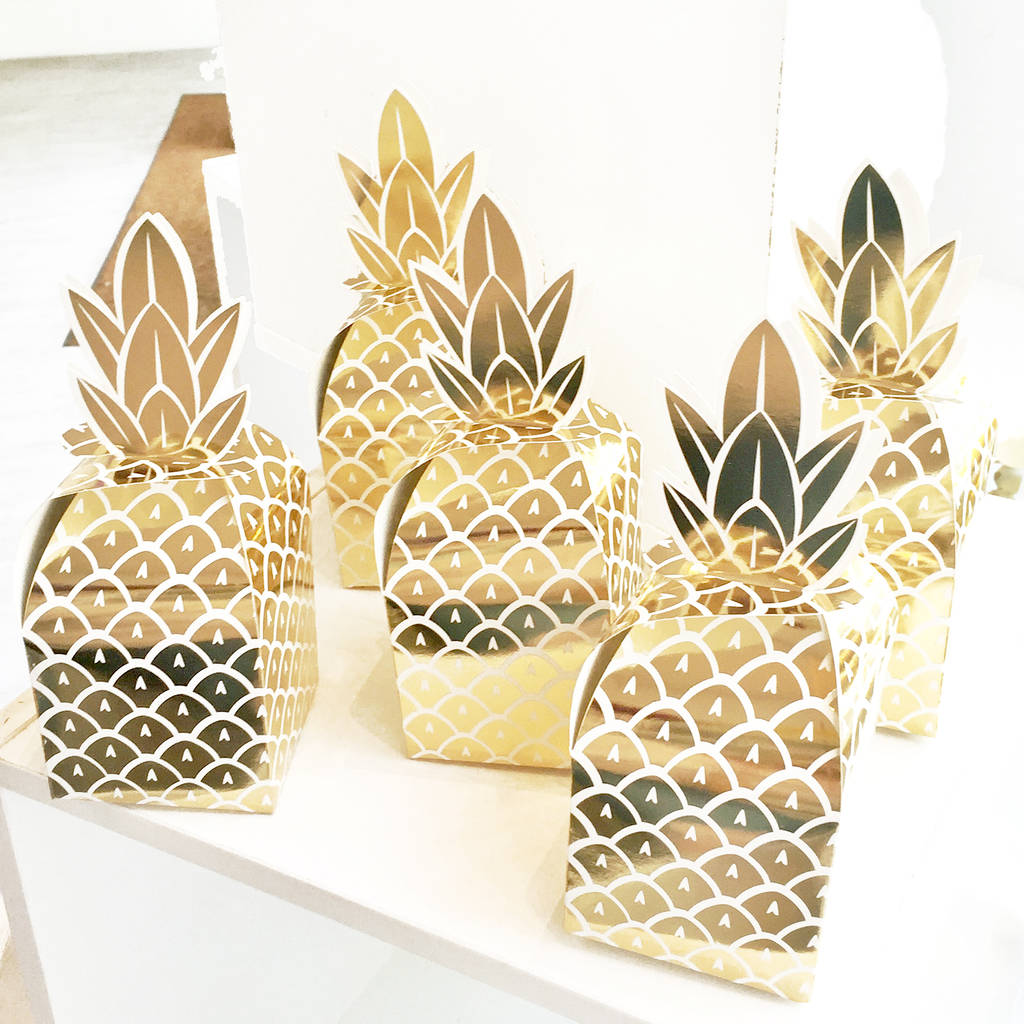 Gold Pineapple Party Favour Boxes By Peach Blossom