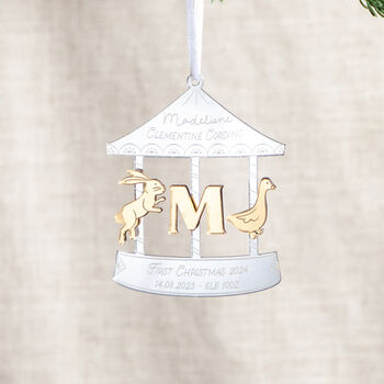 Metallic Baby Details Carousel Christmas Decoration, 2 of 2