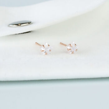 Rose Gold Colour Sterling Silver Crystal Star Stud Earrings, 5 of 5