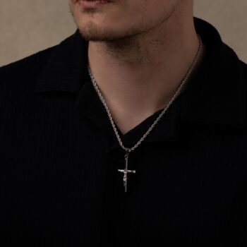 Silver Crucifix Cross Pendant Necklace, 2 of 10