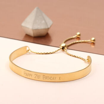 Personalised Silver Or 18ct Gold Plated Curved Bracelet, 3 of 7