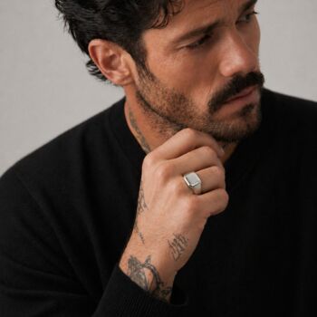 Men's Stainless Steel Signet Ring, Bold, Modern Statement Jewellery For Him, 2 of 6
