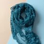 Embroidered Lace Skinny Cotton Blend Scarf, thumbnail 8 of 12