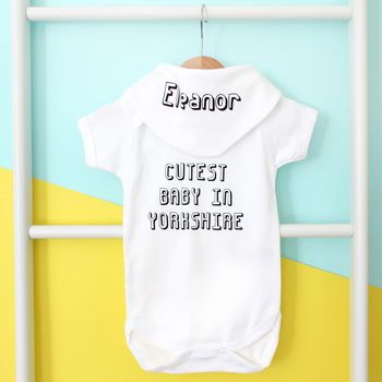 Cutest Baby In, Personalised Baby Grow Or Set, 2 of 7