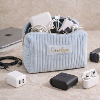 Personalised Soft Velvet Toiletry Makeup Cosmetic Bag, 9 of 9