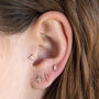 14 Carat Gold Facet Tragus, Solid Gold Labret Earring, thumbnail 2 of 7