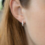 Sterling Silver Baguette Diamante Hoop Earrings, thumbnail 4 of 11
