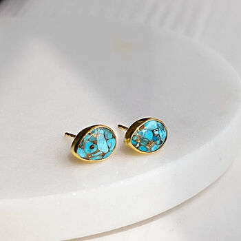 Sterling Silver And Turquoise Stud Earrings, 5 of 11