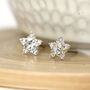 Silver Plated Star Flower Crystal Stud Earrings, thumbnail 1 of 3
