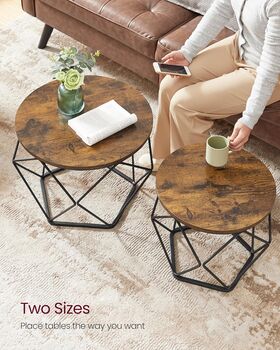 Set Of Two Coffee Tables Removable Tabletop Steel Frame, 9 of 12