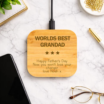 Personalised Wireless Bamboo Phone Charger Star, 3 of 4