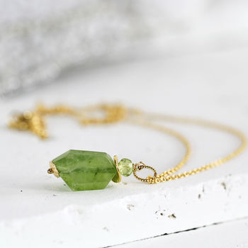 Raw Peridot Pendant Necklace In Silver Or Gold, 6 of 8