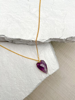 Amethyst Heart Necklace Real 18k Gold Plated, 2 of 3