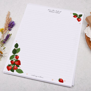 A4 Personalised Letter Writing Paper With Strawberries, 3 of 5