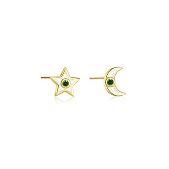 Gold Plated Colourful Star And Moon Stud Earrings, 2 of 7