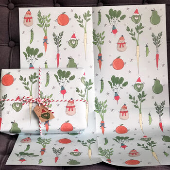 Christmas Wrapping Paper Fruit + Veg, 3 of 5