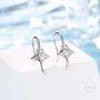 Sterling Silver Manta Ray Fish Drop Hook Earrings With Cz, thumbnail 1 of 11