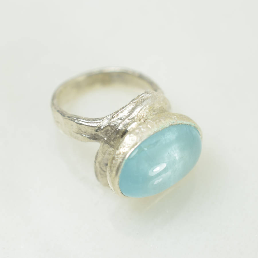 Aaliyah Ring Aquamarine And Silver By Flora Bee | notonthehighstreet.com