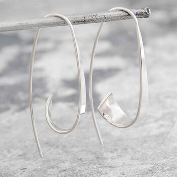 Gold Plated Silver Ribbon Drop Hoop Earrings, 5 of 6