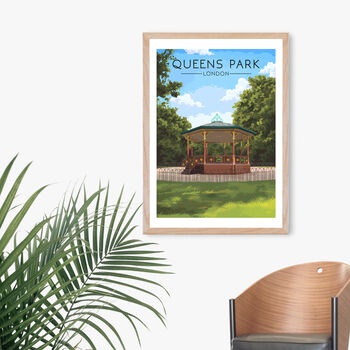 Queen's Park London Travel Poster Art Print, 4 of 8