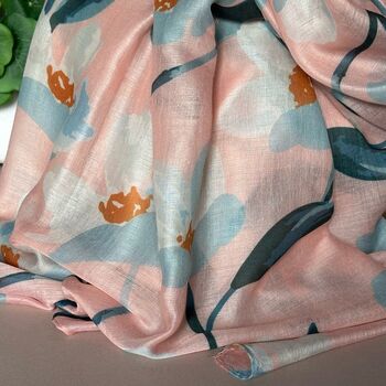 Floral Pattern Scarf In Coral, 3 of 4