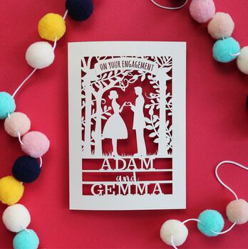 Personalised Papercut Couple Engagement Card, 6 of 12