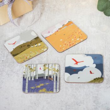 Set Of Four Countryside Melamine And Cork Coasters, 3 of 4
