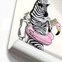 Zebra On The Toilet. Funny Animal Bathroom Poster, thumbnail 6 of 7