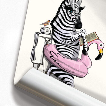 Zebra On The Toilet. Funny Animal Bathroom Poster, 6 of 7
