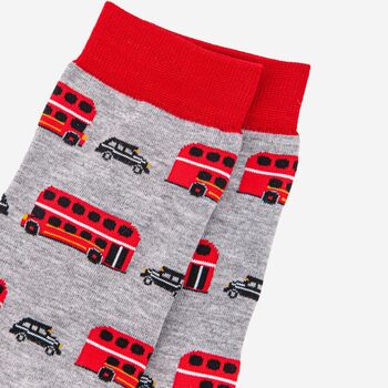 Men's Red London Bus Black Cab Bamboo Socks, 3 of 4