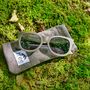 Boatmans Recycled Denim Frame And Grey Lens Sunglasses, thumbnail 3 of 7